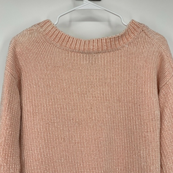 Dip Sweater Womens Size Small Pink V Neck Soft Chenille Pullover Long Sleeve - Picture 7 of 9